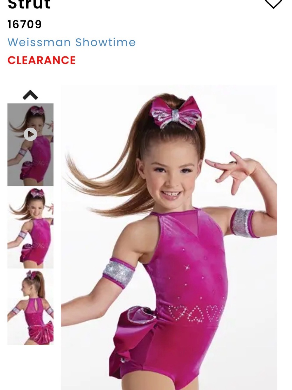 Weissman “Strut” intermediate child pink dance costume